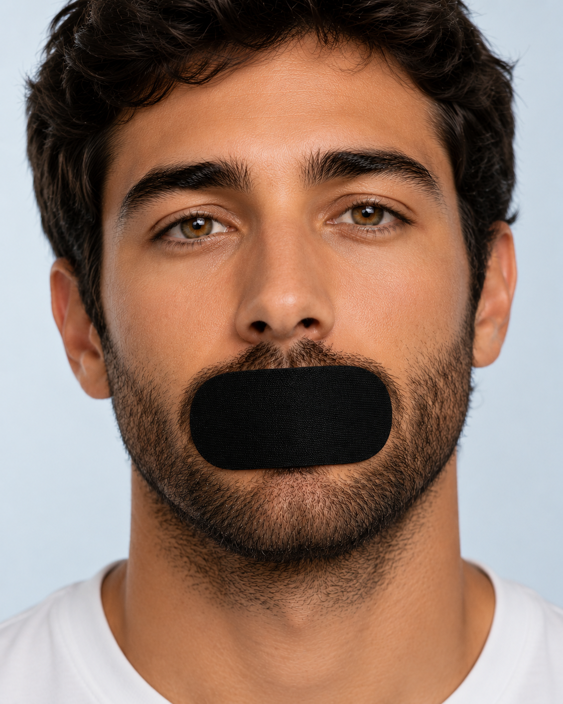 Aerwell mouth tape holding securely over a full beard